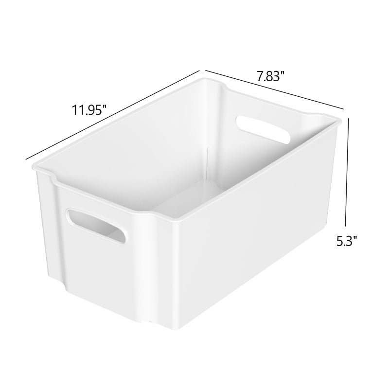 Hommp 4-Pack Open Plastic Organizer Bin, Pantry Organizers and Storage Baskets, White - Image 2